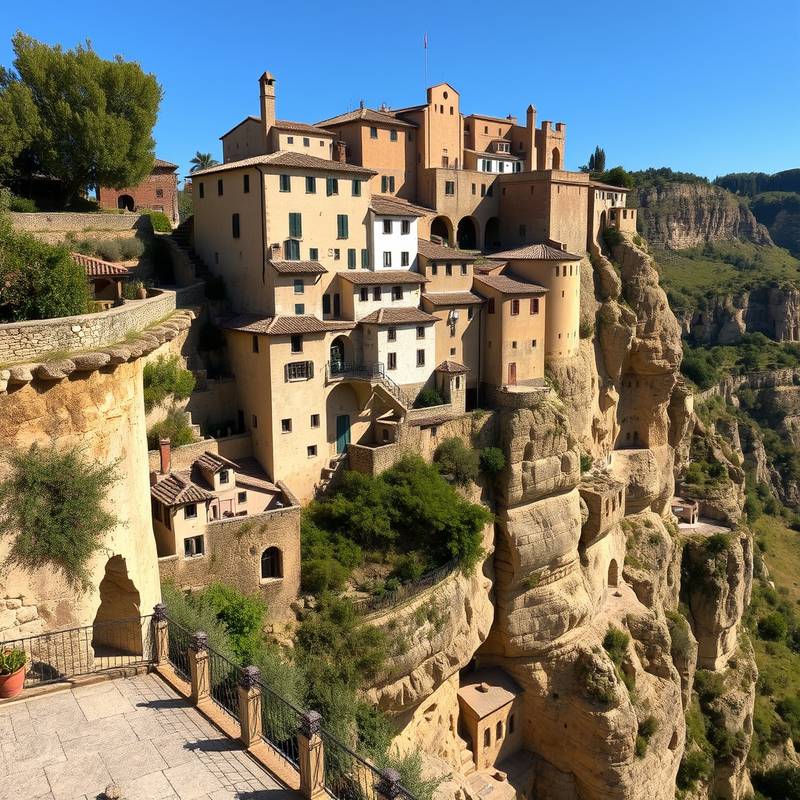 Casas Colgadas de Cuenca, casas medievales construidas al borde de un acantilado con vistas impresionantes.