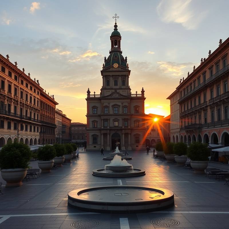 Vista de la Plaza Mayor de Salamanca, una plaza barroca iluminada al atardecer.
